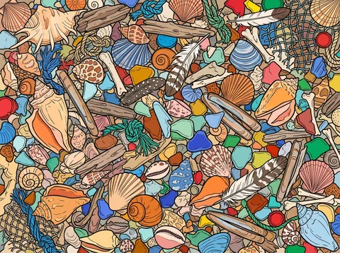 Beachcombing Finds Scattered Together