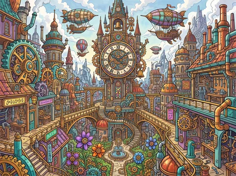 Steampunk Clocktower City