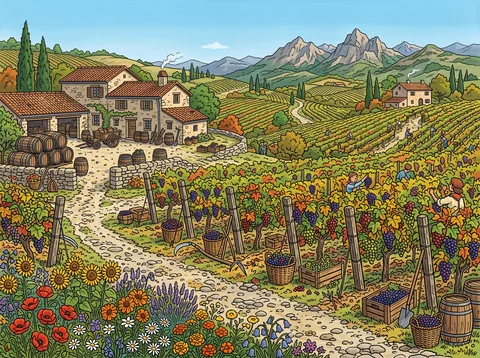 Harvesting Countryside Vineyard