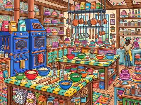 Colourful Cake Bakery Kitchen