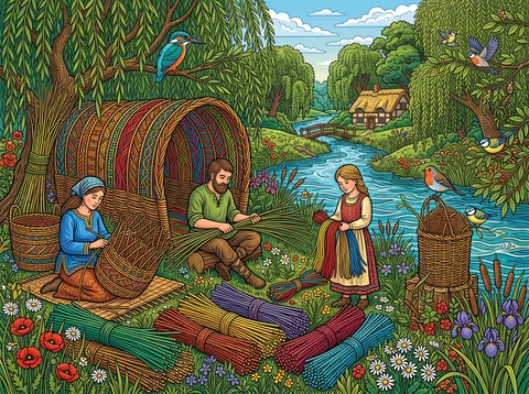 Weaving Baskets Beside a Willow Stream