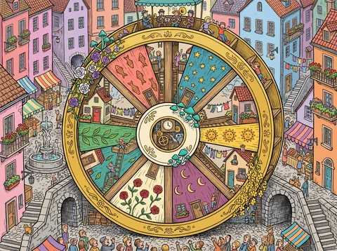 Golden Paddle Wheel Above the Market Square