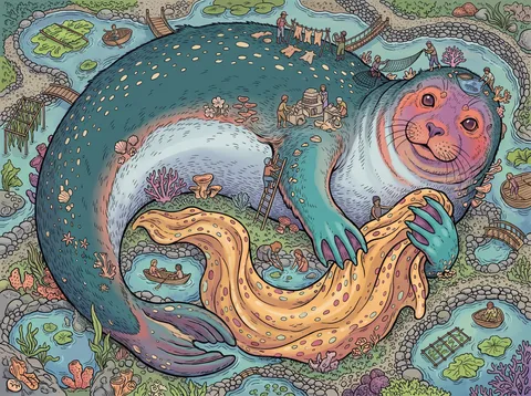 Selkie Curled in the Tidal Cove