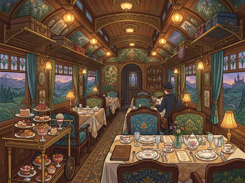 Dining Carriage on a Mountain Line
