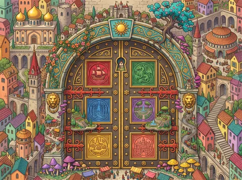 Sun-Crowned City Gate of Six Doors