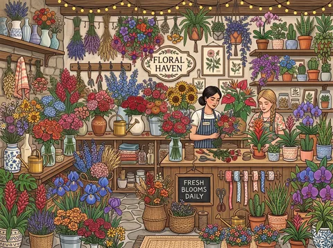 Florist Shop Filled with Flowers