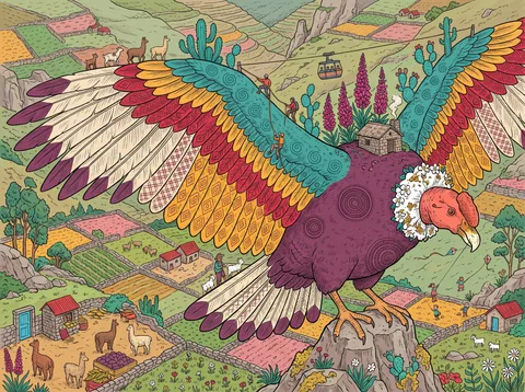 Condor Above the Patchwork Highland Farms