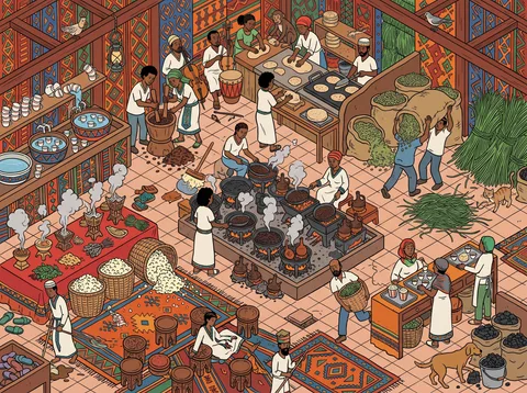 Ethiopian Coffee Roasting Ceremony Hall