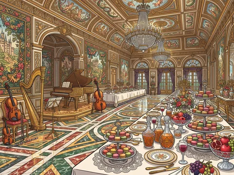 Grand Ballroom Set for a Banquet
