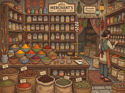 Person Organizing Spice Shop Inv