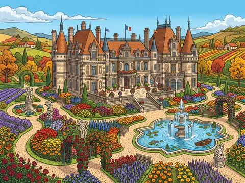 French Château Gardens in Autumn
