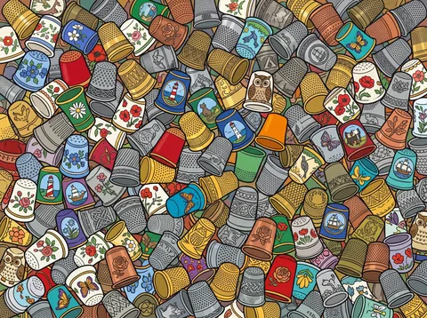 Heap of Painted Collector Thimbles