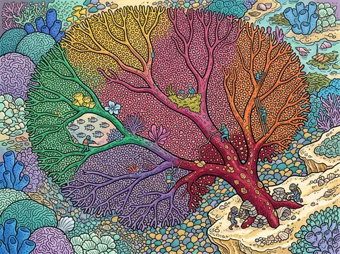 Rainbow Sea Fan on the Reef Shelf