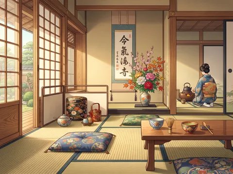 Tea Ceremony In Tatami Room