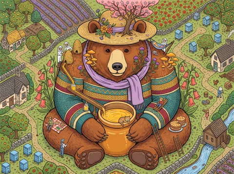 Brown Bear with a Pot of Honey