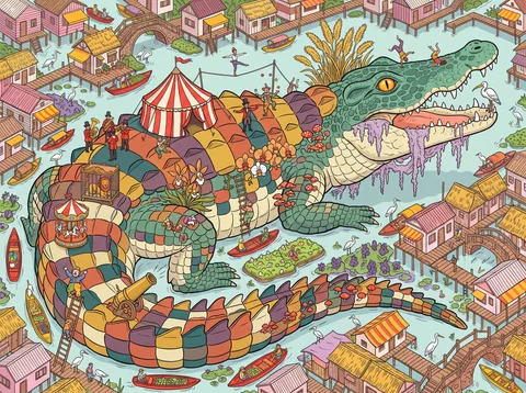 Circus Crocodile in the Stilt-House Lagoon
