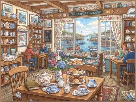 Seaside Teahouse with Harbor View
