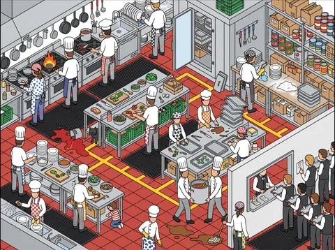 Commercial Kitchen During Dinner Rush