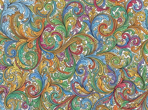 Colorful Acanthus Leaf Scrollwork