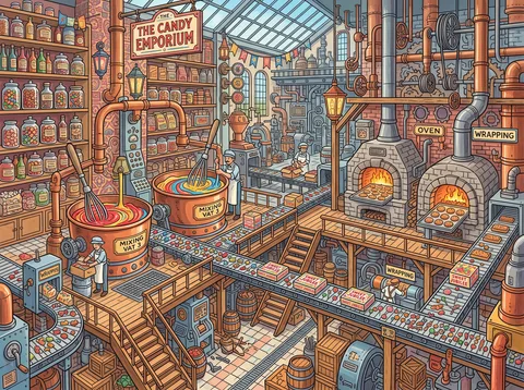 Steampunk Candy Factory Interior