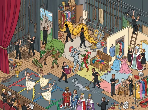 Theatre Backstage During a Scene Change