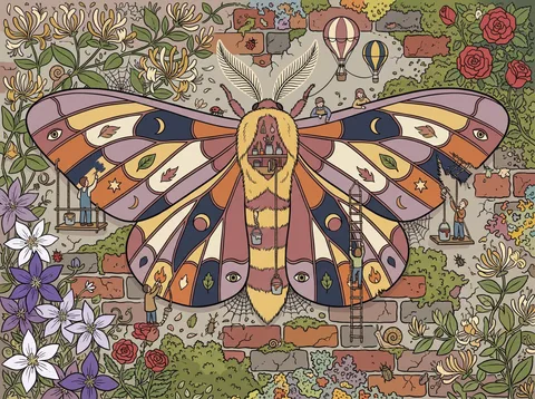 Painted Moth on the Old Brick Wall