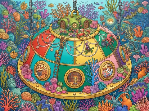 Brass Diving Bell Above the Coral Garden
