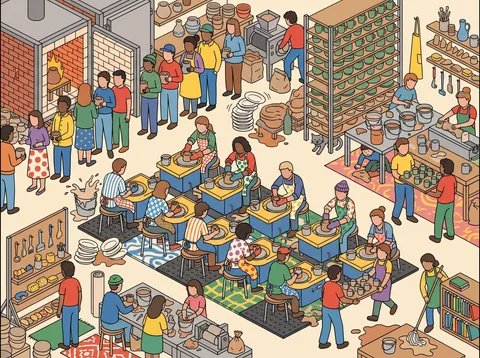 A Busy Pottery Co-operative Workshop