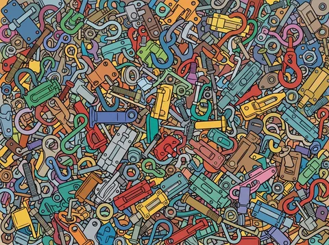 Heap of Bolts, Hooks, and Brackets