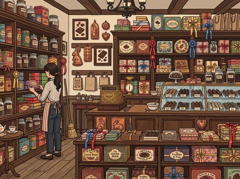 Figure Arranging Boxes in Shop