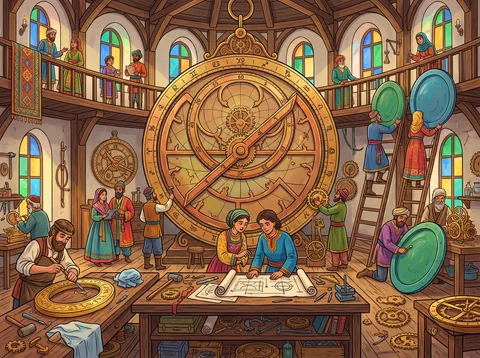 Craftsmen Constructing Mechanical Astrolabe