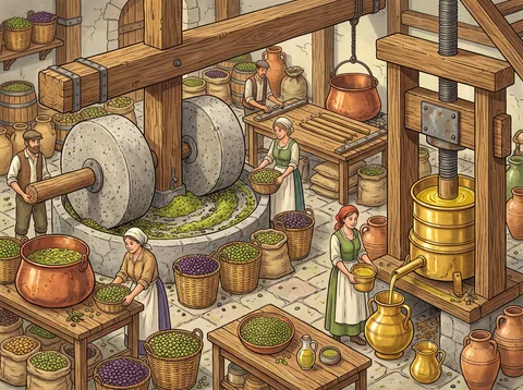 Olive Oil Mill During Pressing Season