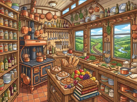 Galley Kitchen Aboard a Train