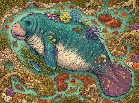 Manatee Drifting Through the Freshwater Channel